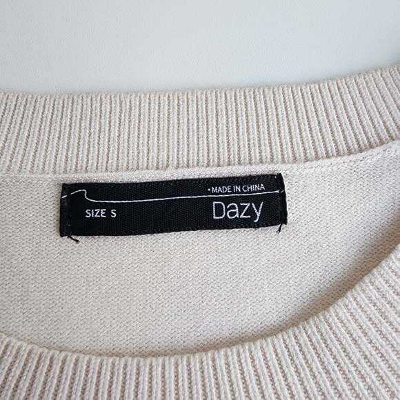 Dazy Mens Cream Ivory Stretch Rayon Sweater Relaxed Crew Neck Sz S - Picture 5 of 8